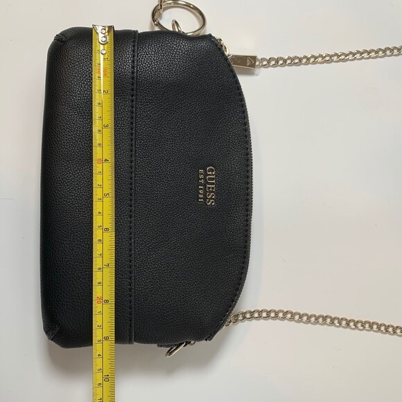 GUESS Never Used Lila Mini Charm Double Zip Crossbody Chain Purse Bag - Black - Picture 11 of 14